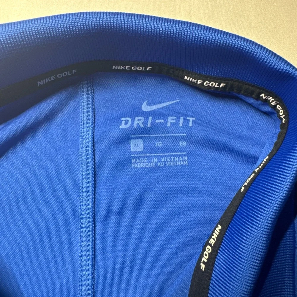 Nike Golf Dri Fit Polo Shirt Mens XL Blue Short‎ Sleeve Logo Collared